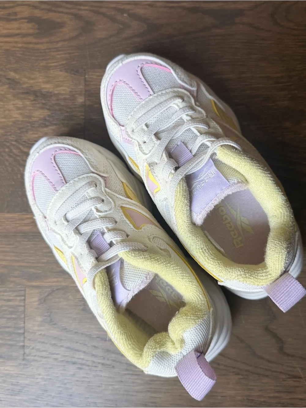 Reebok Kids Athletic Sneakers in Cream, Yellow & Pink